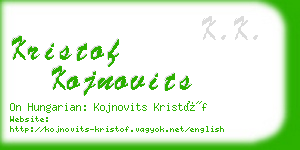 kristof kojnovits business card